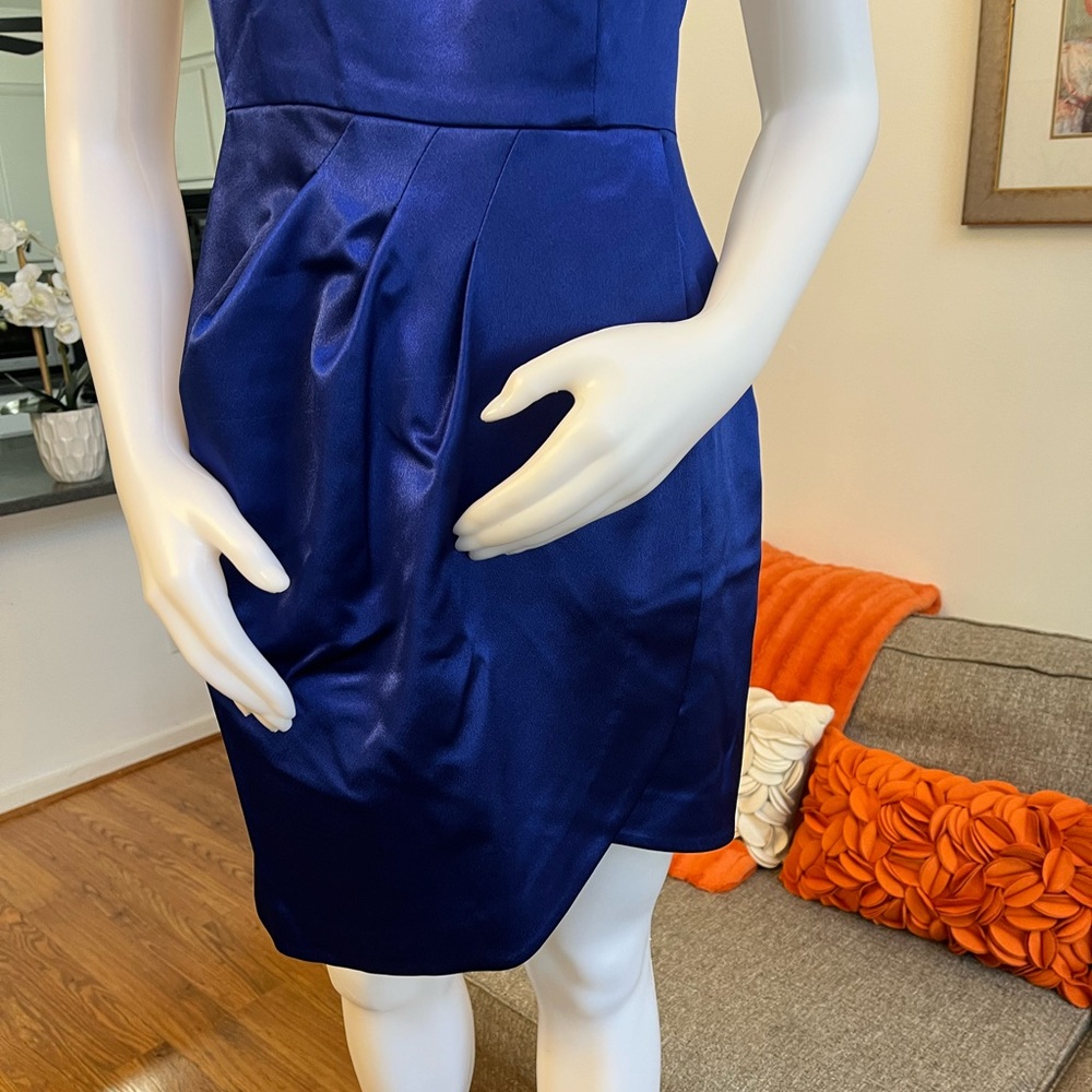 ❣️🆕Aidan by ADRIANNA PAPELL One Shoulder Satin Bow Cocktail Dress❣️ - Picture 5 of 11
